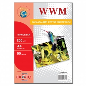 Фотобумага WWM, глянцевая 200g/m2, А4, 50л (G200.50), Фотобумага струйного принтера Днепропетровске, Ялте, Симферополь, Кривой Рог: цена, купить 