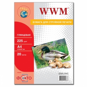 Фотобумага WWM, глянцевая 225g/m2, A4, 20л (G225.20), Фотобумага струйного принтера Днепропетровске, Ялте, Симферополь, Кривой Рог: цена, купить